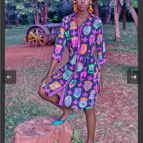 Gretchen Scott Designs Pink and Purple Buttoned Midi Sundress - Picture 2 of 9